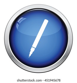 Liner pen icon. Glossy button design. Vector illustration.