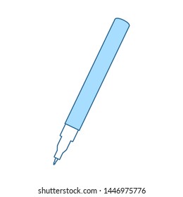Liner Pen Icon. Thin Line With Blue Fill Design. Vector Illustration.