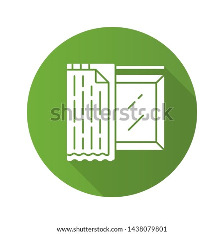 Liner shades flat design long shadow glyph icon. Office furnishing. Home interior design. Window coverings, treatments. Living room darkening decoration. Blackout liner. Vector silhouette illustration