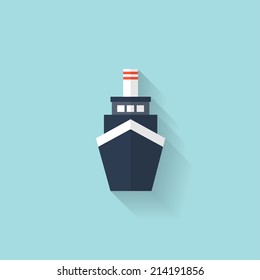 Liner ship flat web icon
