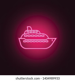 Liner Ship neon icon. Elements of Transport set. Simple icon for websites, web design, mobile app, info graphics