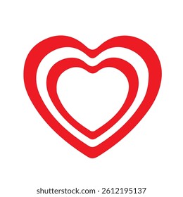 Liner Simple red Love hearts vector icon. Vector Illustration