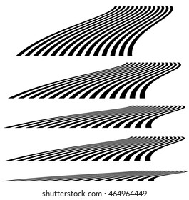 Lines in 3d perspective. Vanishing lines, stripes with distortion effect. 