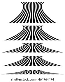 Lines in 3d perspective. Vanishing lines, stripes with distortion effect. 