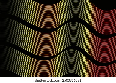 Lines abstract background black and colorful waves pattern. Abstract background. Optical illusion, wavy thin lines.