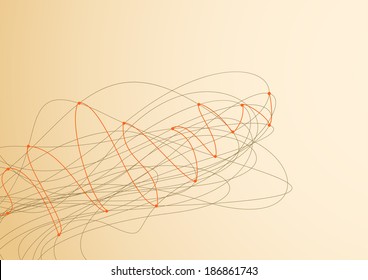Lines abstract background connections - lines intricate creating path and many complex knots. Vector illustration