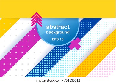 Lines abstract background, frame in the center. Vector abstract background texture design, bright poster, banner yellow background, pink and blue stripes and shapes.