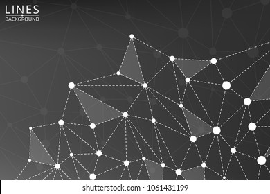 Lines  Abstract background with geometric, circles, triangles, squares. Vector background Internet connection, abstract sense of science, chemistry, biology, medicine, technology, business.