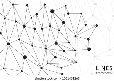 Lines  Abstract background with geometric, circles, triangles, squares. Vector background Internet connection, abstract sense of science, chemistry, biology, medicine, technology, business.