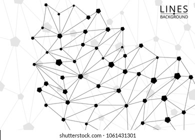 Lines  Abstract background with geometric, circles, triangles, squares. Vector background Internet connection, abstract sense of science, chemistry, biology, medicine, technology, business.