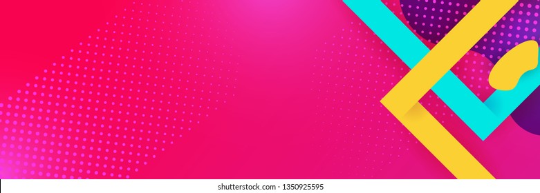 Lines abstract background, pink bright color. Vector abstract background texture design, bright poster, banner pink background, yellow and blue stripes and shapes.