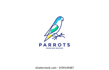 lines abstract colorful bird parrots logo vector symbol icon design illustration