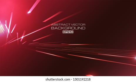 Lines abstract with light on red background. Eps10 vector