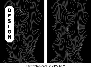 Lines abstract texture on black background, use for visual identities, banner design. Vector art.