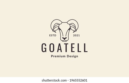 lines animal head goat hipster logo vector symbol icon design graphic illustration