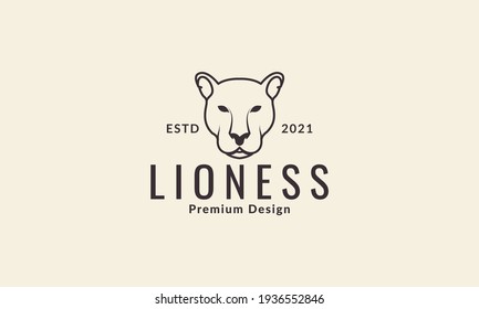 lines animal head lioness logo symbol vector icon illustration design