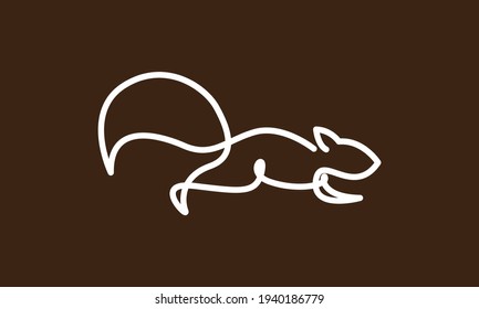 lines animal squirrel jump  logo vector symbol icon design illustration
