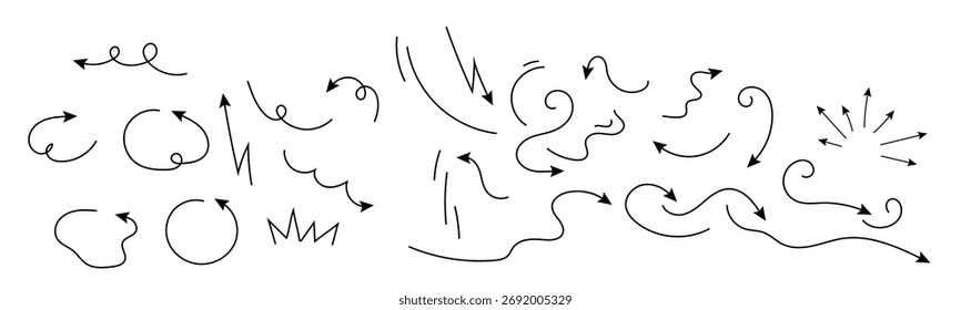 linhas curvas de seta para efeito de desenho animado ícones ilustração