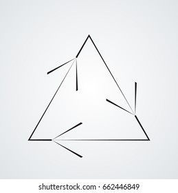 Lines in Arrow Form . Direction Vector Illustration .Technology Triangular Logo . Design element . Abstract Geometric shape .