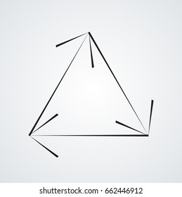  Lines in Arrow Form . Direction Vector Illustration .Technology Triangular Logo . Design element . Abstract Geometric shape .