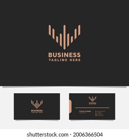 Logotipo de letra de flecha W con plantilla de tarjeta de visita