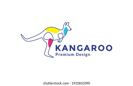 líneas arte abstracto animal australiano diseño de logotipo canguro vectorial ilustración de símbolo