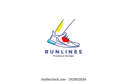 lines art abstract color shoes run logo design vector icon symbol illustration