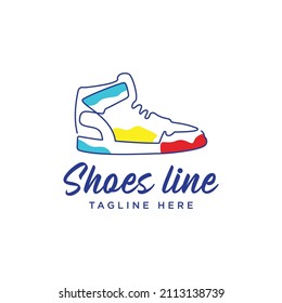 lines art abstract color shoes sneakers logo design vector icon symbol illustration