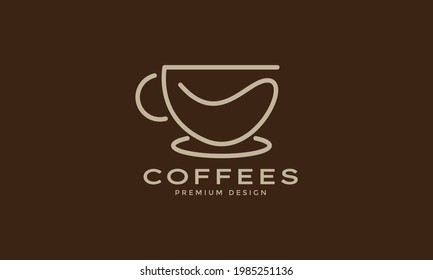 lines art coffee cup unique logo symbol vector icon illustration graphic design 