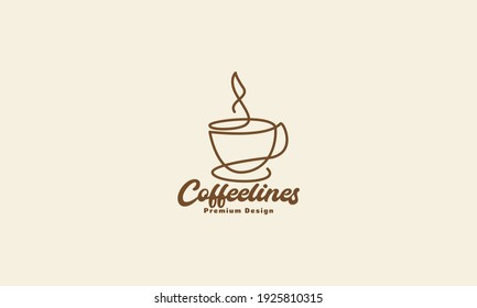 lines art cup coffee or tea or chocolates logo design vector icon symbol illustration