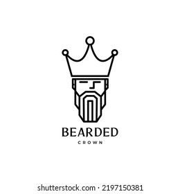 diseño del logotipo de barba de la corona de la corona de las líneas de arte