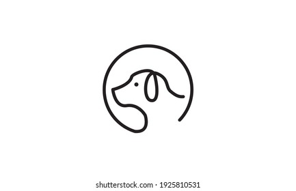 lines art head dog on circle unique logo design vector icon symbol illustration