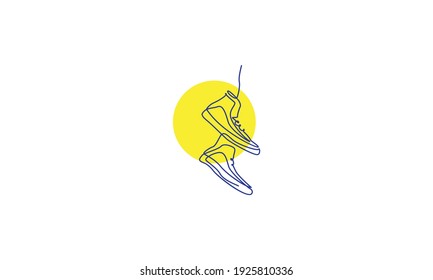 lines art modern shoes man sneakers logo design vector icon symbol illustration
