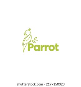 lines art parrot and branch logo design