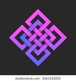 Lines art pattern logo rhombus 3d  geometric shape, linear ornament square symbol vibrant gradient creative design, overlapping ribbons bright colorful infinity symmetric forms.