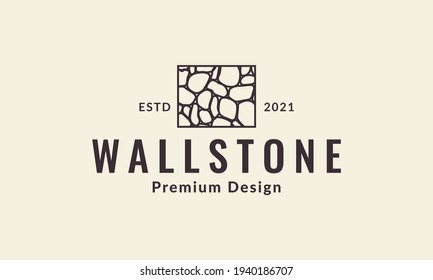 lines art rock wall building logo vector symbol icon design illustration