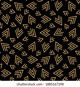 Lines art. Seamles pattern. Abstract vector. Golden on Black. Modern stylish texture. Cute background. New fashion design. Textile category