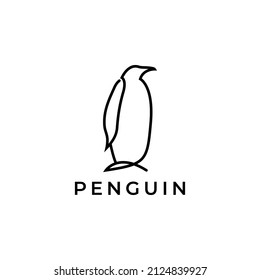 lines art simple animal bird penguin logo design vector icon symbol illustration