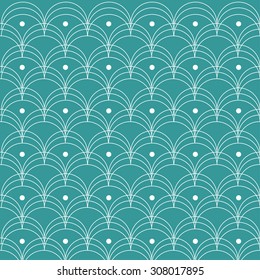 Lines art wave semicircle on green background