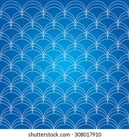 Lines art wave semicircle on blue background