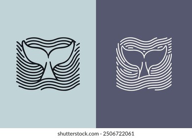 Lines art whale logo symbol icon vector minimalist style design illustration