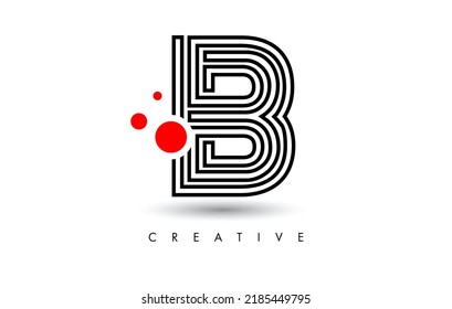 Letra de las líneas B, letra con logotipo hecha de líneas. Ilustración vectorial de iconos de la letra de estilo monograma