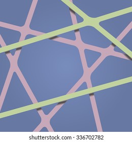 Lines background. Abstract lines background. Crossing lines. Nodes in the intersections of lines. Lines background 3d. Lines background on different levels. Overlapping abstract lines background.
