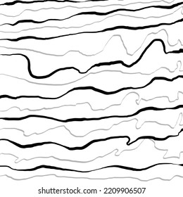 Fondo de líneas. Diseño abstracto de papel tapiz. Golpes con cepillo de manos libres. Decorativo diseño rayado en blanco y negro con efecto de distorsión.