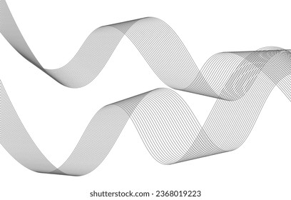 Líneas para el fondo. Bandas negras sobre un fondo blanco. Conjunto de líneas onduladas. Varias ondas de línea. Arte de línea creativa. Olas grises con líneas. Olas vectoriales establecidas. Línea ondulada curvada, banda lisa.