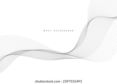 Lines for the Background. Black Stripes on a White Background. Curved Wavy Line, Smooth Stripe.