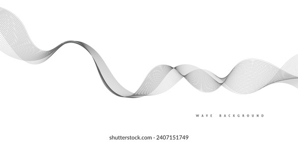Lines for the background. Black stripes on a white background. Set of wavy lines. Multiple line waves. Creative line art. Grey waves with lines. Vector waves set. Curved wavy line, smooth stripe.