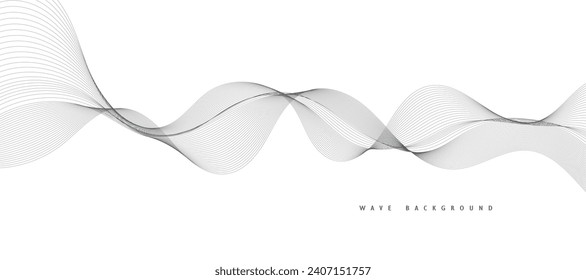 Lines for the background. Black stripes on a white background. Set of wavy lines. Multiple line waves. Creative line art. Grey waves with lines. Vector waves set. Curved wavy line, smooth stripe.