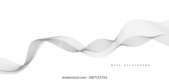 Linien für den Hintergrund. Schwarze Streifen auf weißem Hintergrund. Reihe von gewellten Linien. Mehrzeilige Wellen. Kreative Linienkunst. Graue Wellen mit Linien. Vektorwellen eingestellt. Kurvig gewölbte Linie, glatter Streifen.