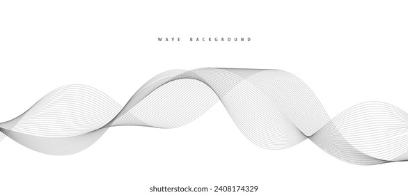 Lines for the background. Black stripes on a white background. Set of wavy lines. Multiple line waves. Creative line art. Grey waves with lines. Vector waves set. Curved wavy line, smooth stripe.